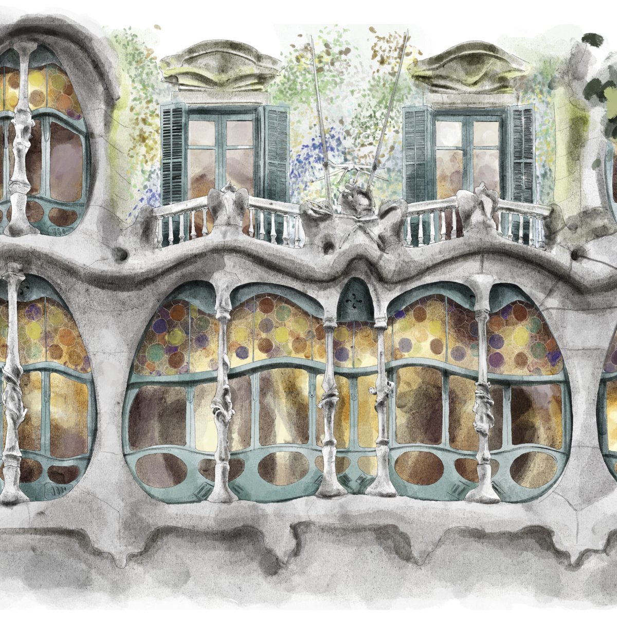 Casa Batlló Detail Art Print - DesignPlace