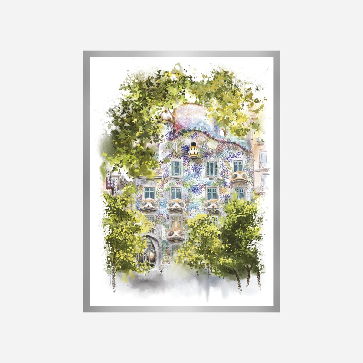 Casa Batllo en Verde Art Print - DesignPlace