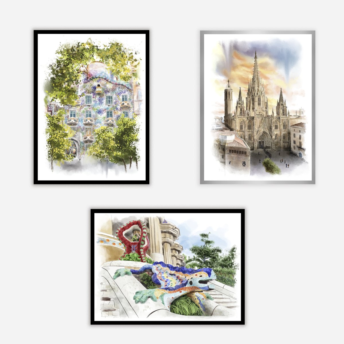 Casa Batllo en Verde Art Print - DesignPlace