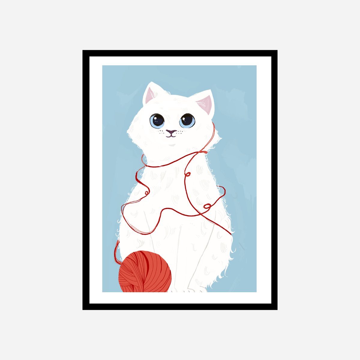 Cat Blue Art Print - DesignPlace