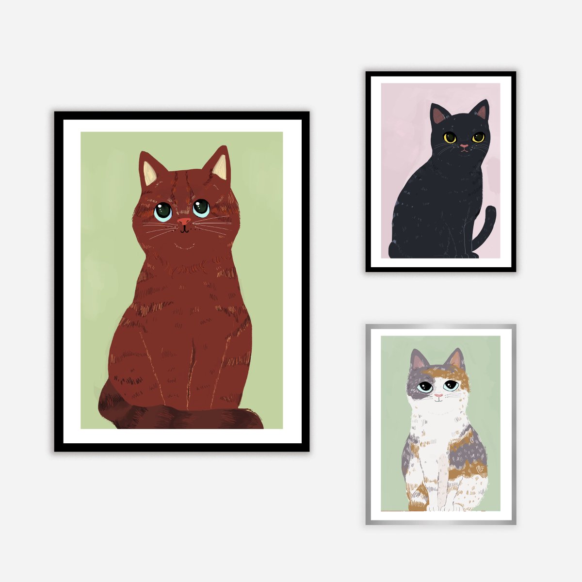 Cat Blue Green Art Print - DesignPlace