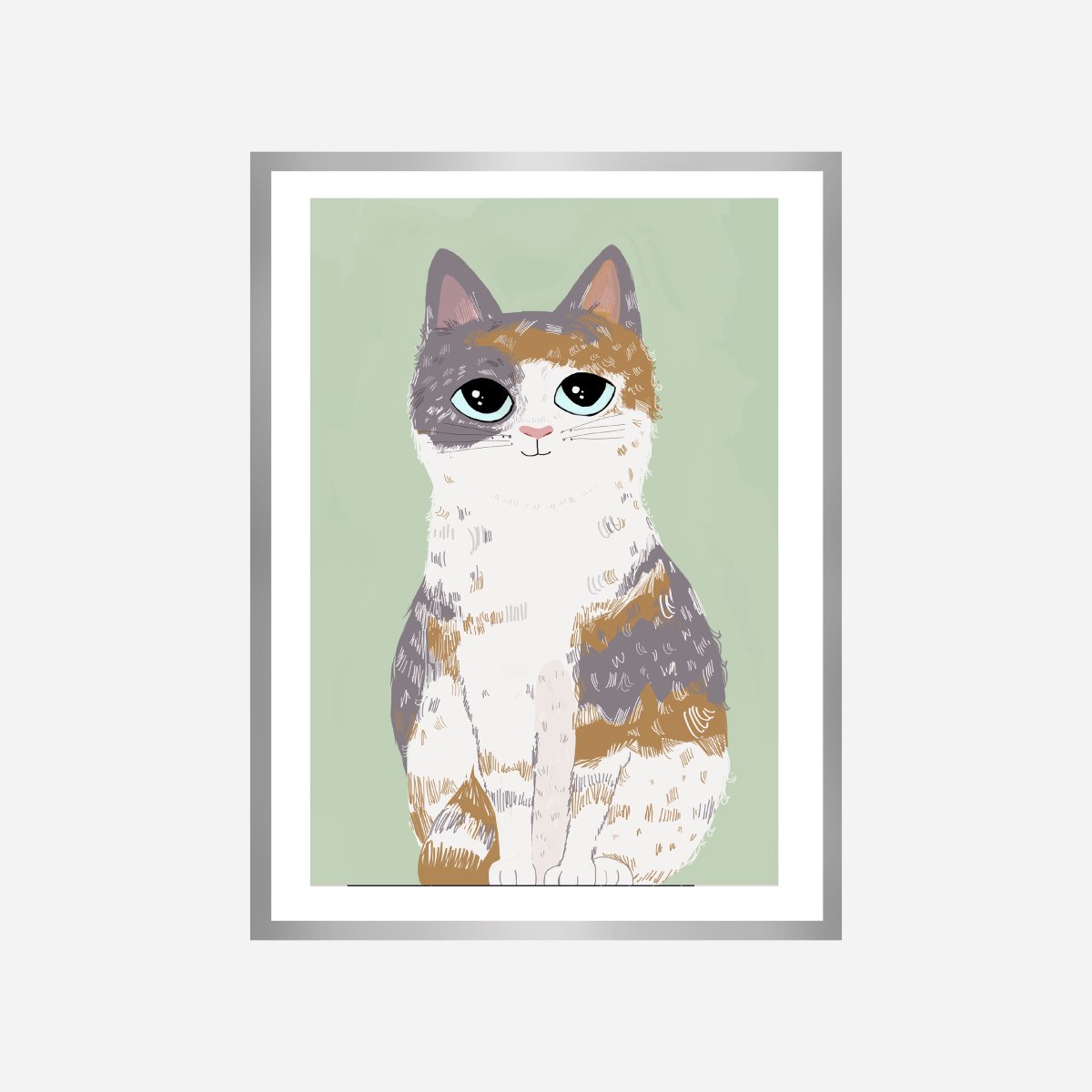 Cat Blue Green Art Print - DesignPlace