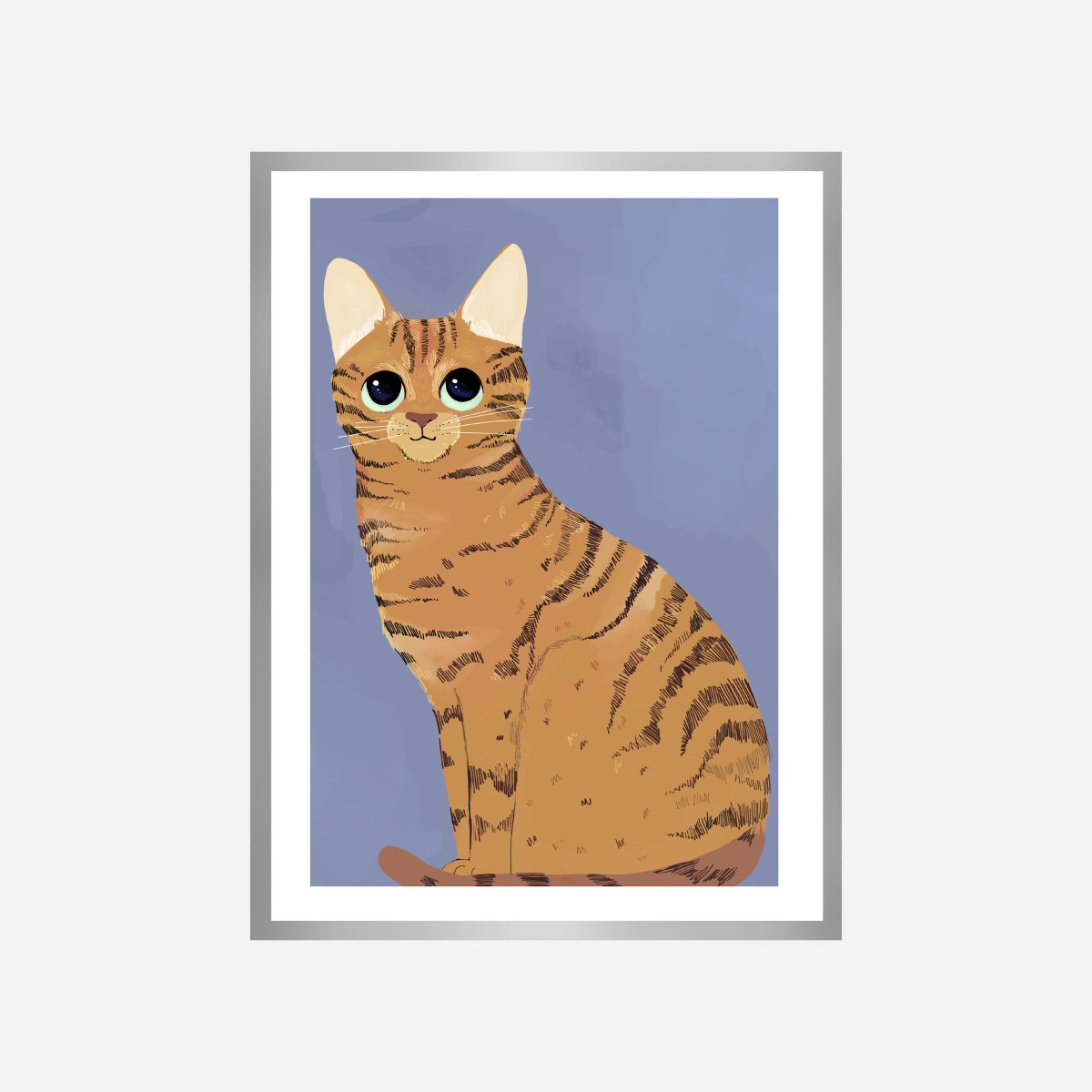 Cat Dark Blue Art Print - DesignPlace