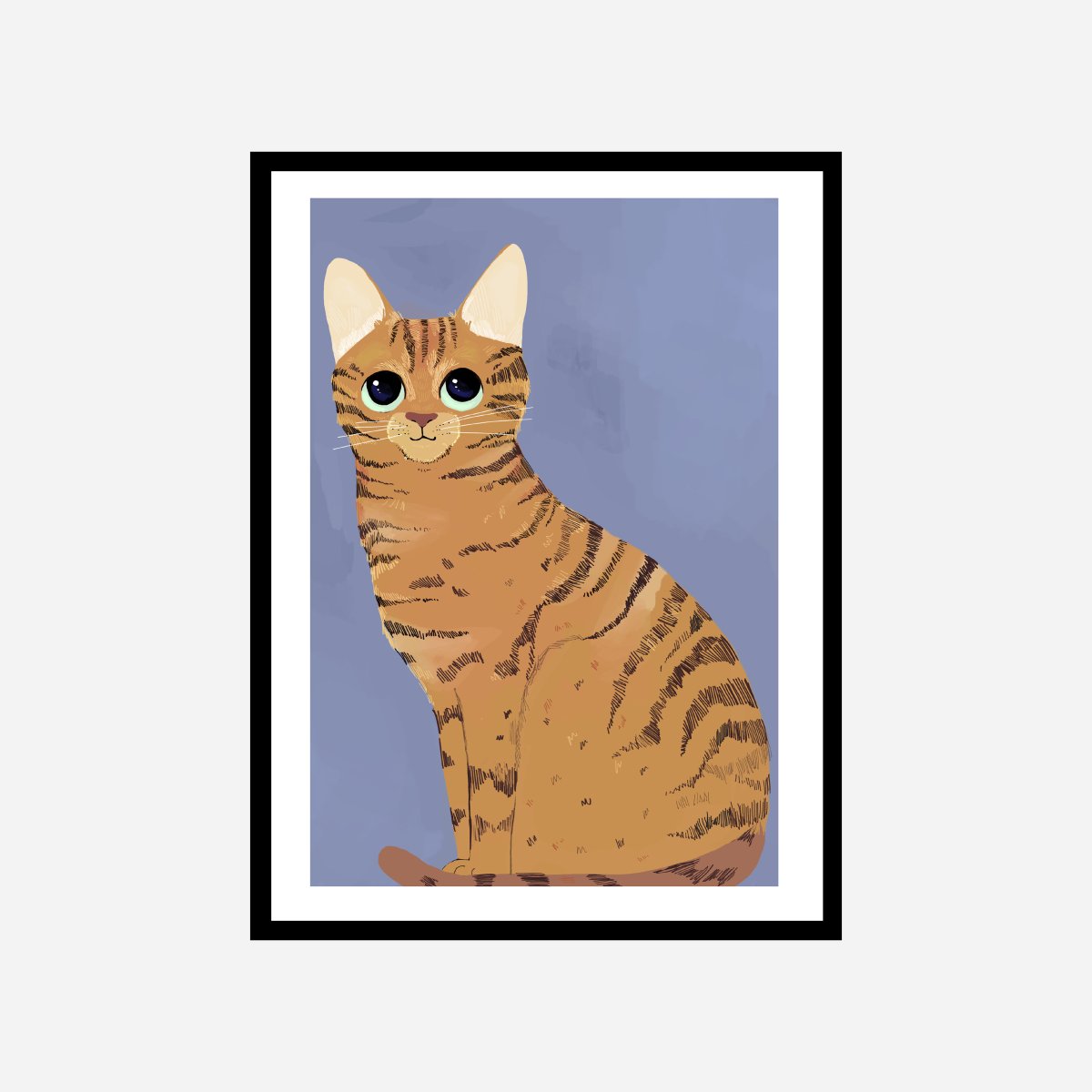 Cat Dark Blue Art Print - DesignPlace