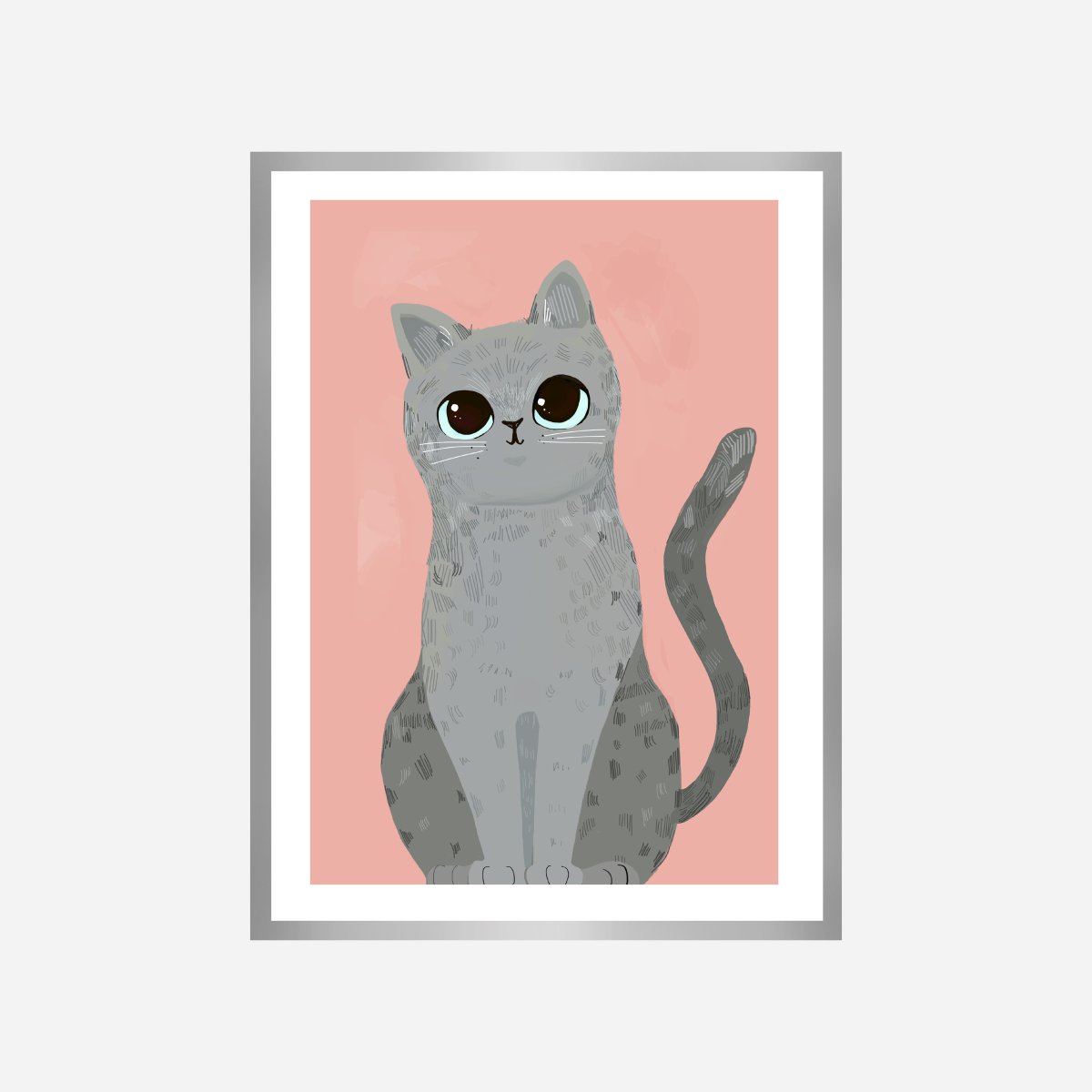 Cat Salmon Pink Art Print - DesignPlace