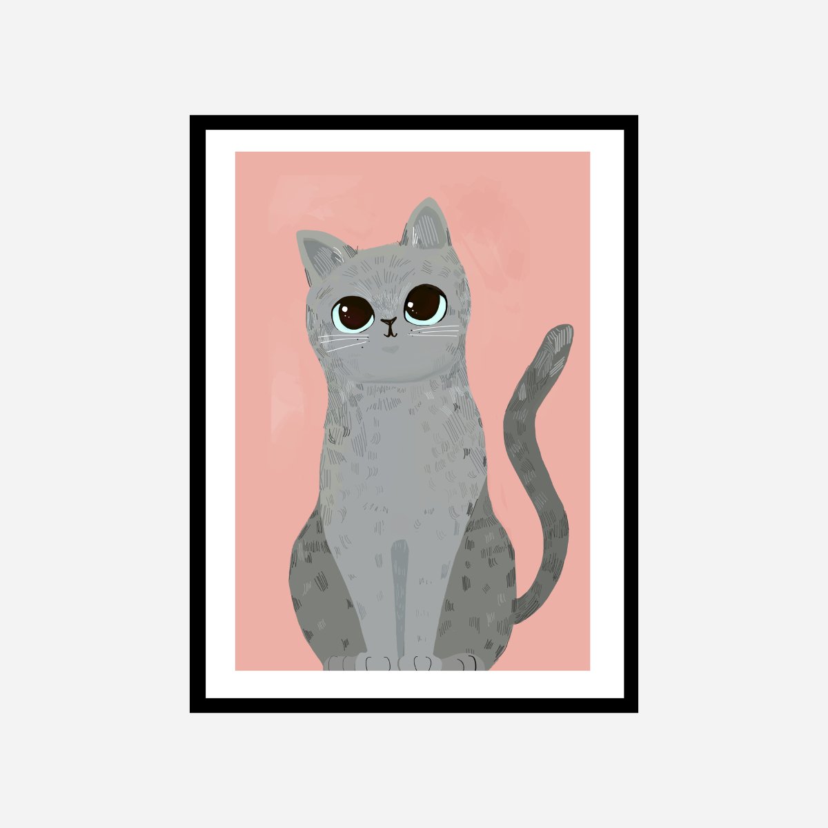 Cat Salmon Pink Art Print - DesignPlace