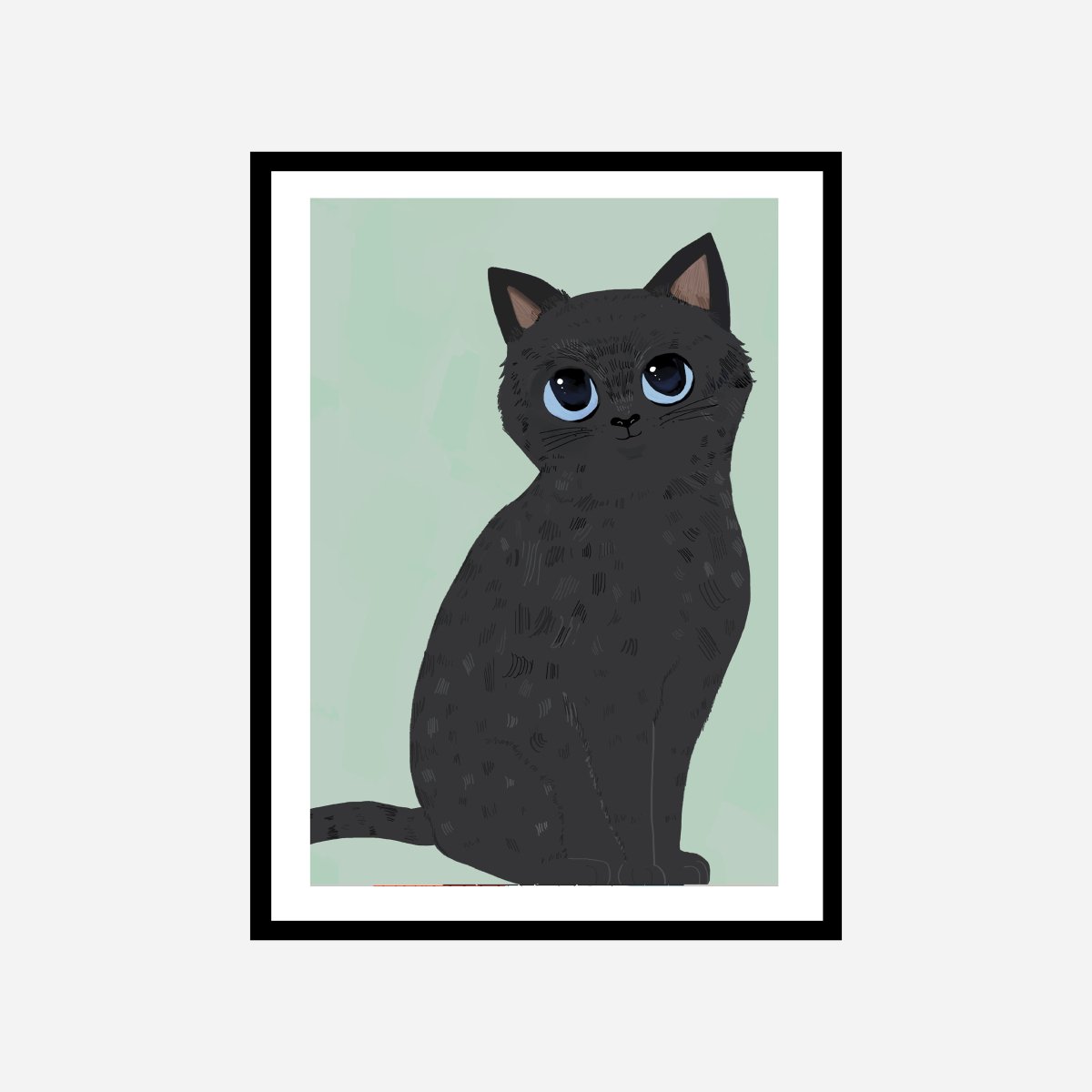 Cat Teal Art Print - DesignPlace