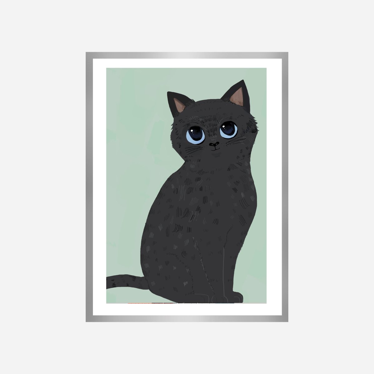 Cat Teal Art Print - DesignPlace