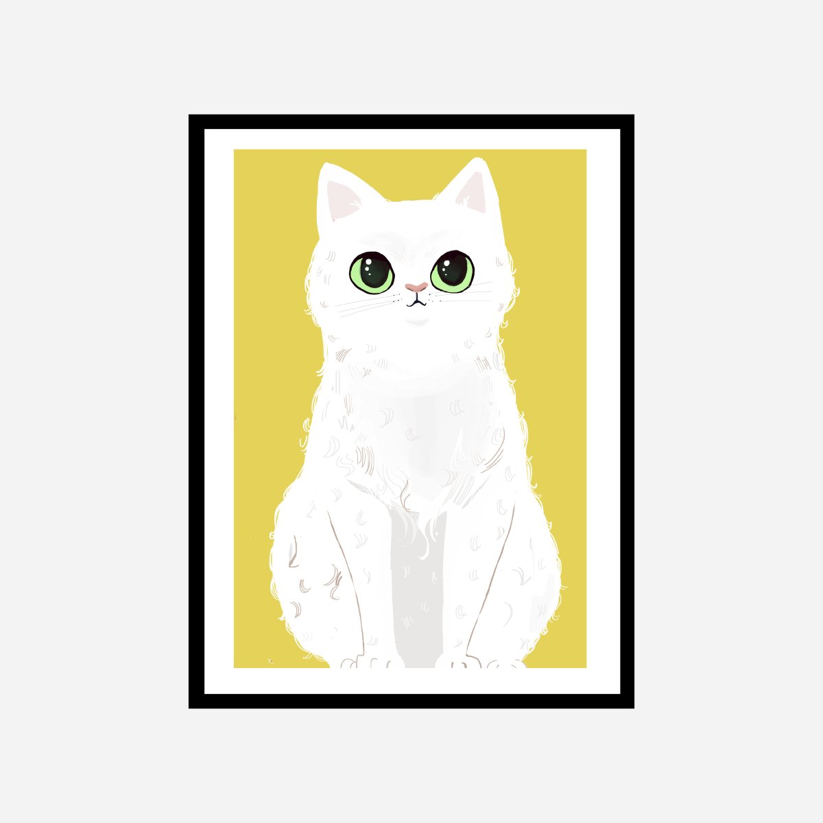 Cat Yellow Art Print - DesignPlace