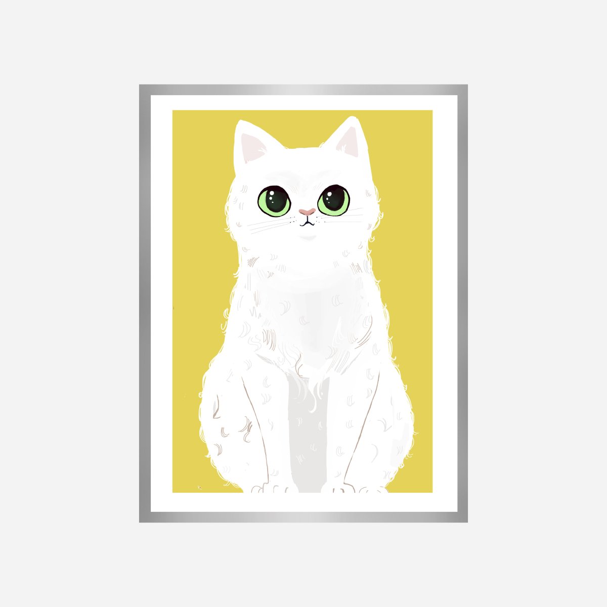 Cat Yellow Art Print - DesignPlace