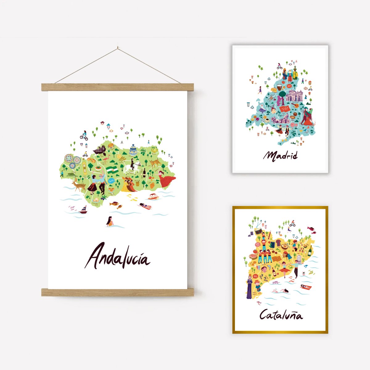 Cataluña Illustrated Map Art Print - DesignPlace