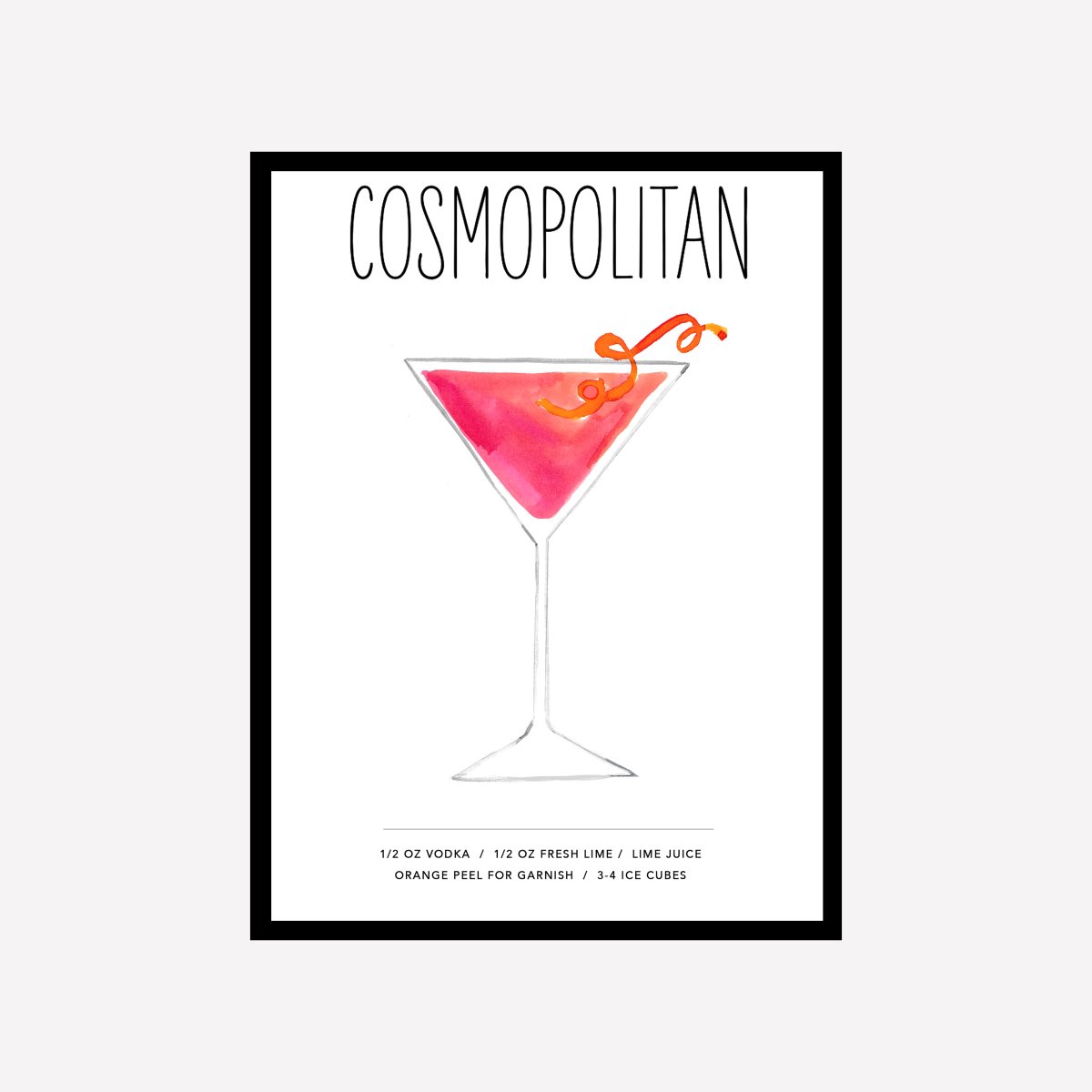 Cosmopolitan Recipe Art Print - DesignPlace