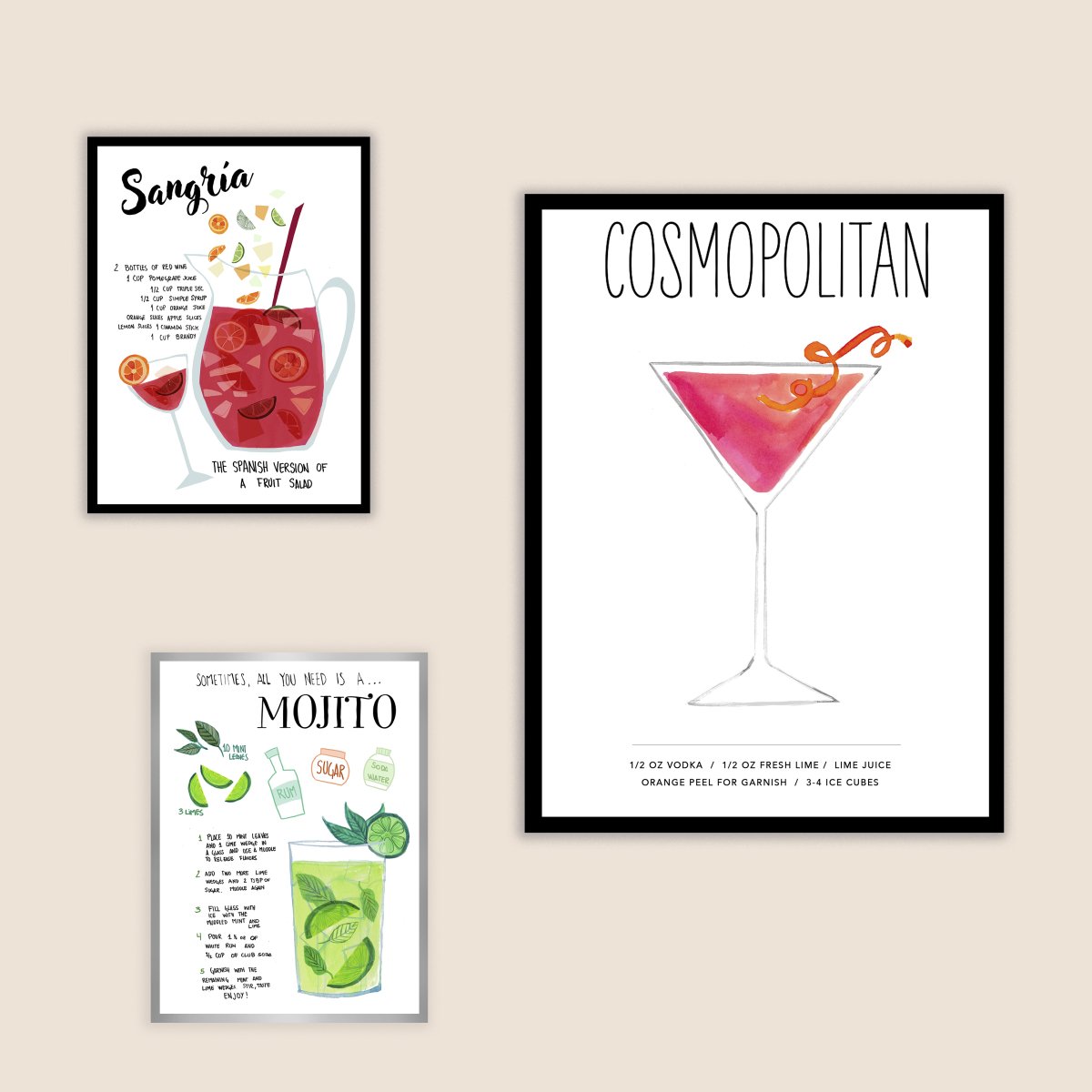 Cosmopolitan Recipe Art Print - DesignPlace