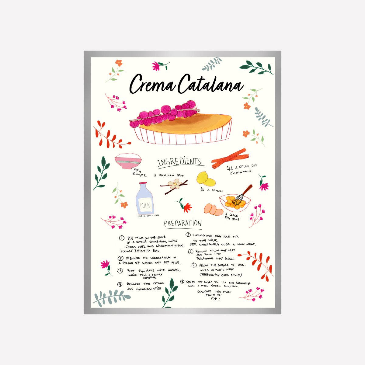 Crema Catalana Recipe Art Print - DesignPlace