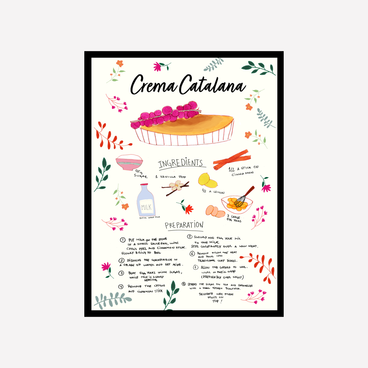 Crema Catalana Recipe Art Print - DesignPlace