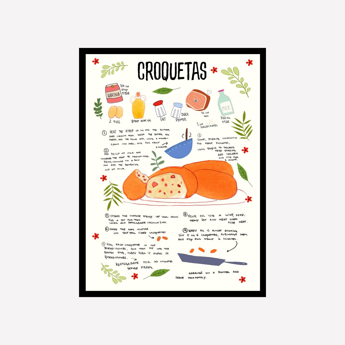 Croquetas Recipe Art Print - DesignPlace