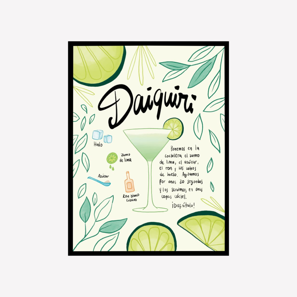 Daiquiri Receta Art Print - DesignPlace