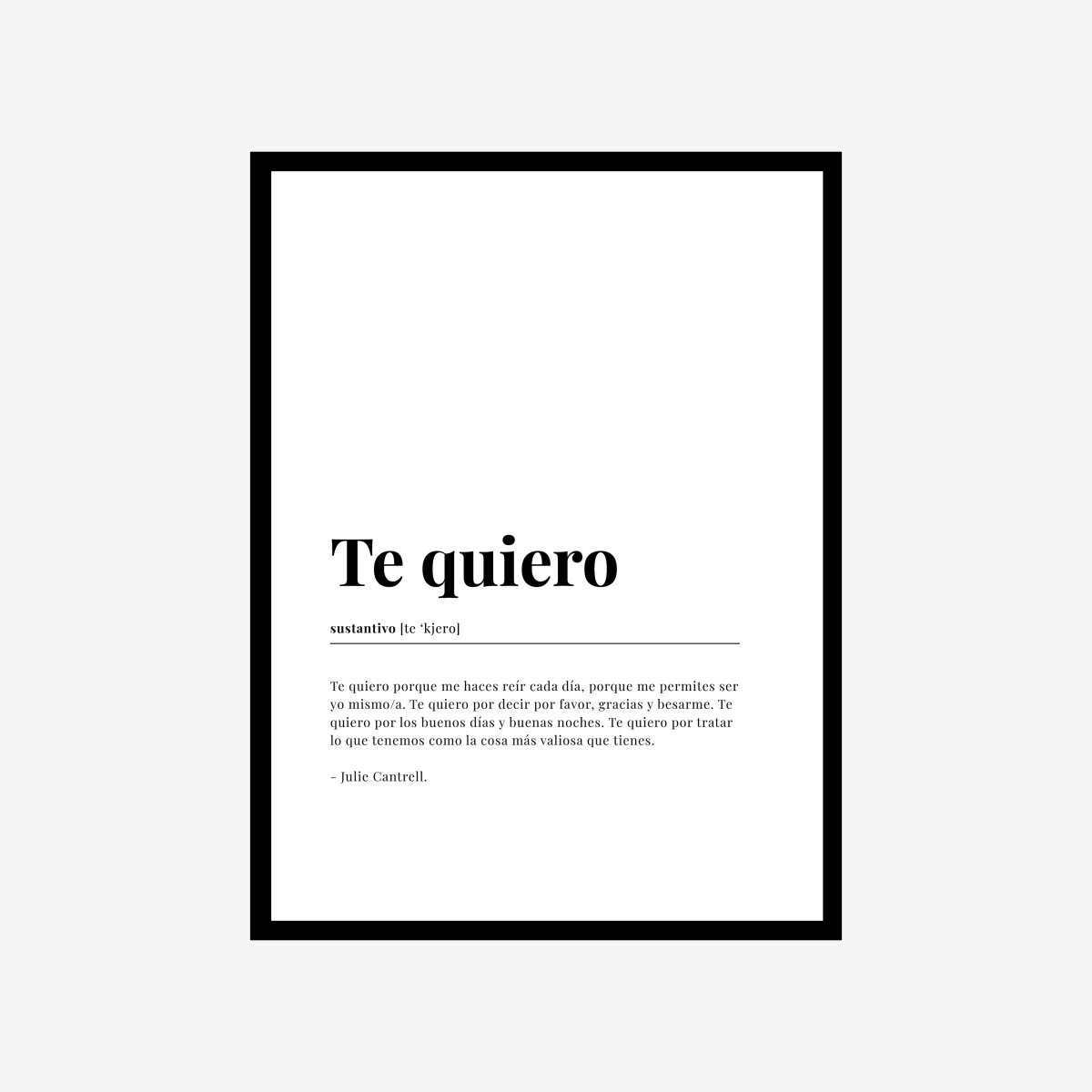 Definición Te Quiero Lámina - DesignPlace