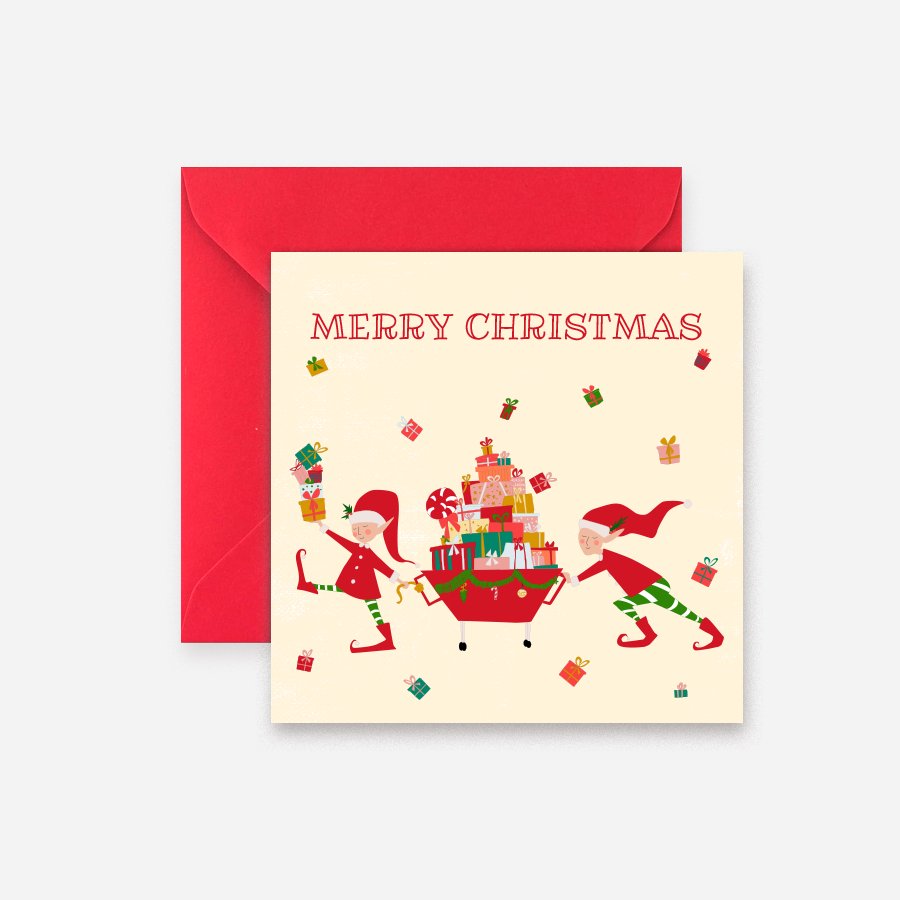 Elfos Merry Christmas Tarjeta - DesignPlace