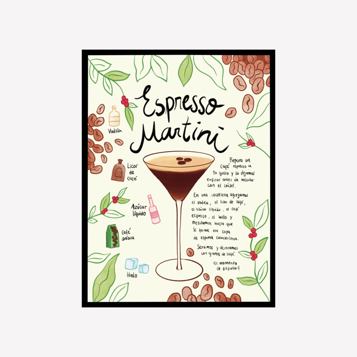 Espresso Martini Receta Art Print - DesignPlace