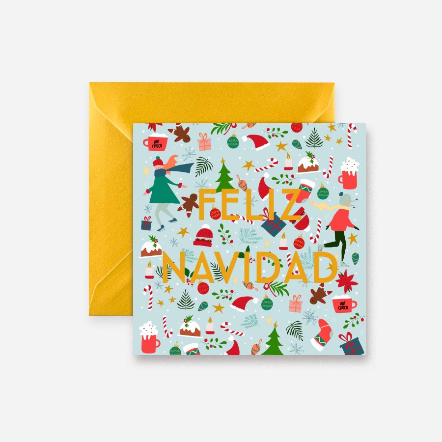 Feliz Navidad Pattern ESP Tarjeta - DesignPlace