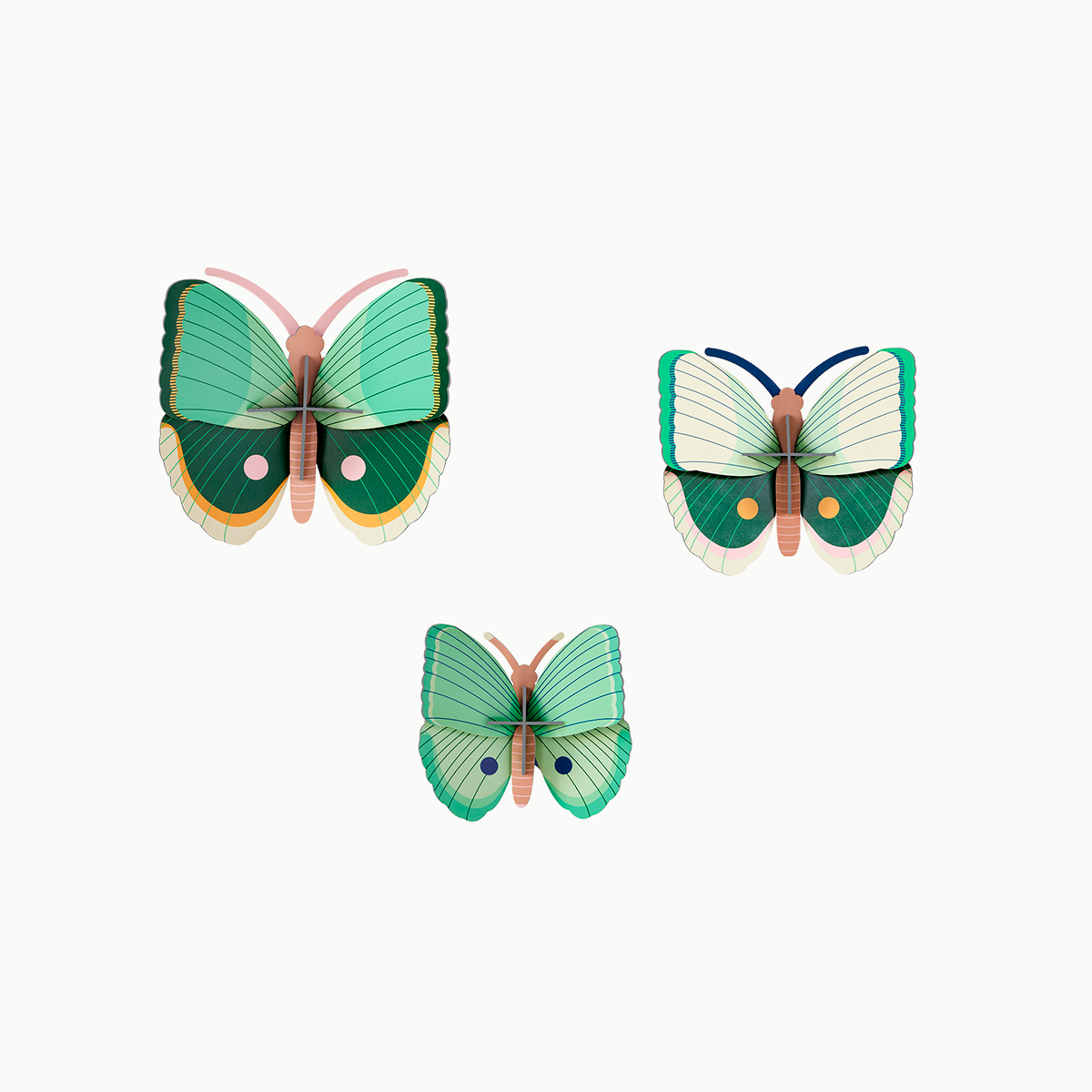 Fern Striped Butterflies, set of 3