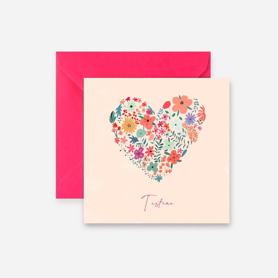 Flower Heart CAT Tarjeta - DesignPlace