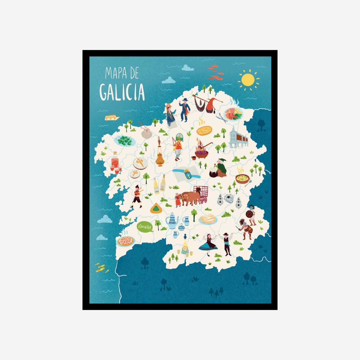 Galicia Mapa Art Print - DesignPlace