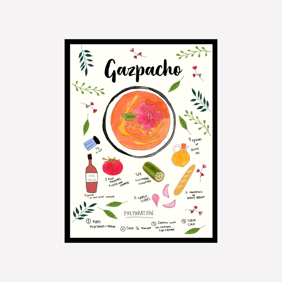 Gazpacho Recipe Art Print - DesignPlace