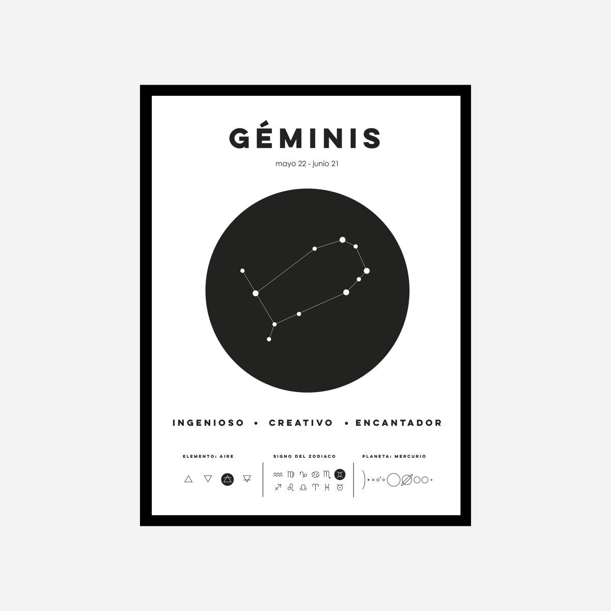 Geminis Zodiac Sign Art Print - DesignPlace