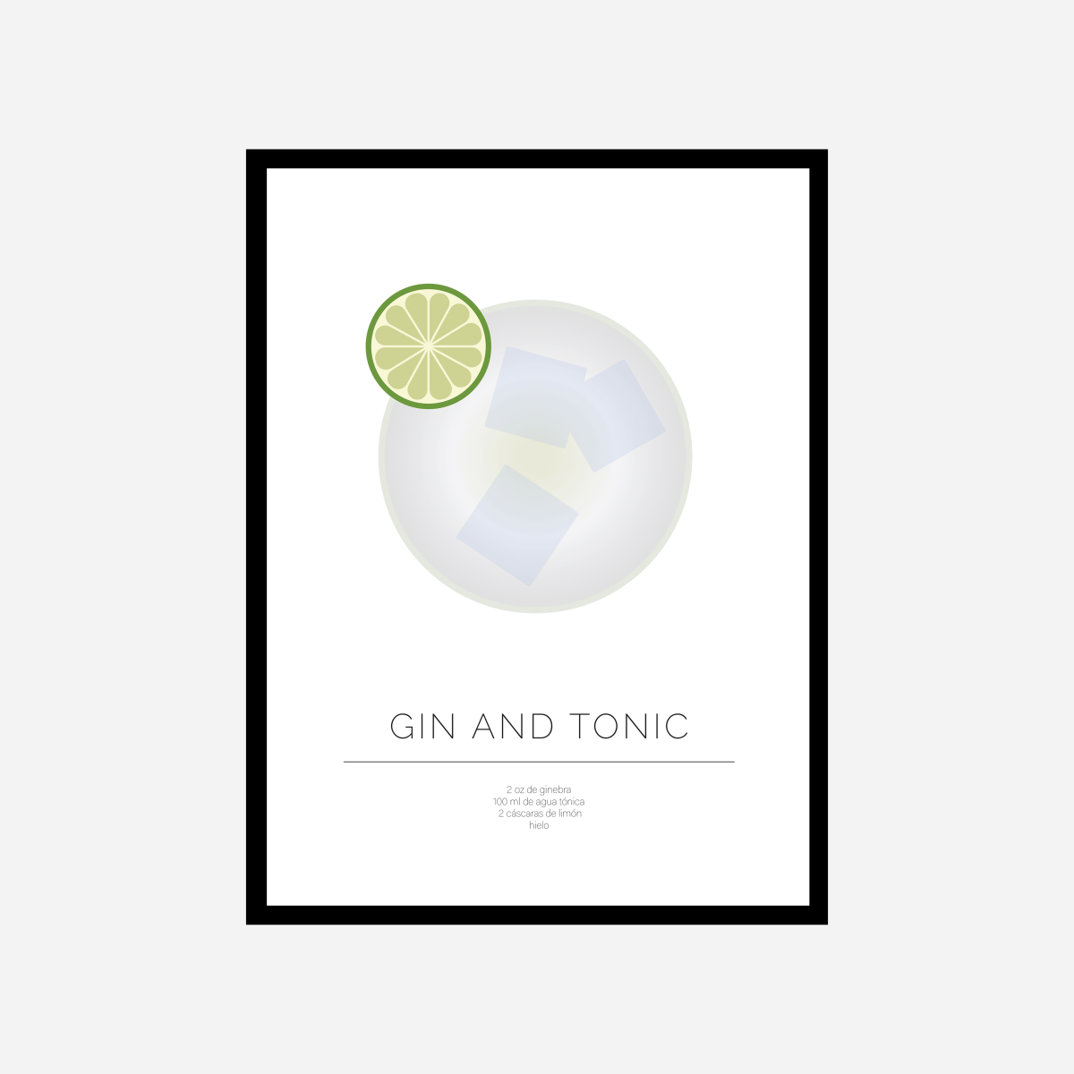 Gin And Tonic Line Art Print - DesignPlace