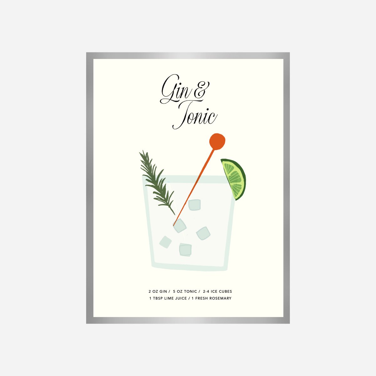 Gin Tonic Recipe Art - DesignPlace