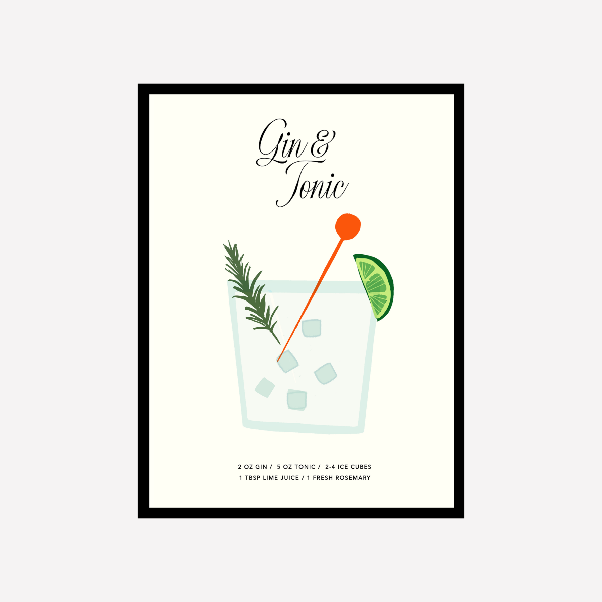 Gin Tonic Recipe Art - DesignPlace