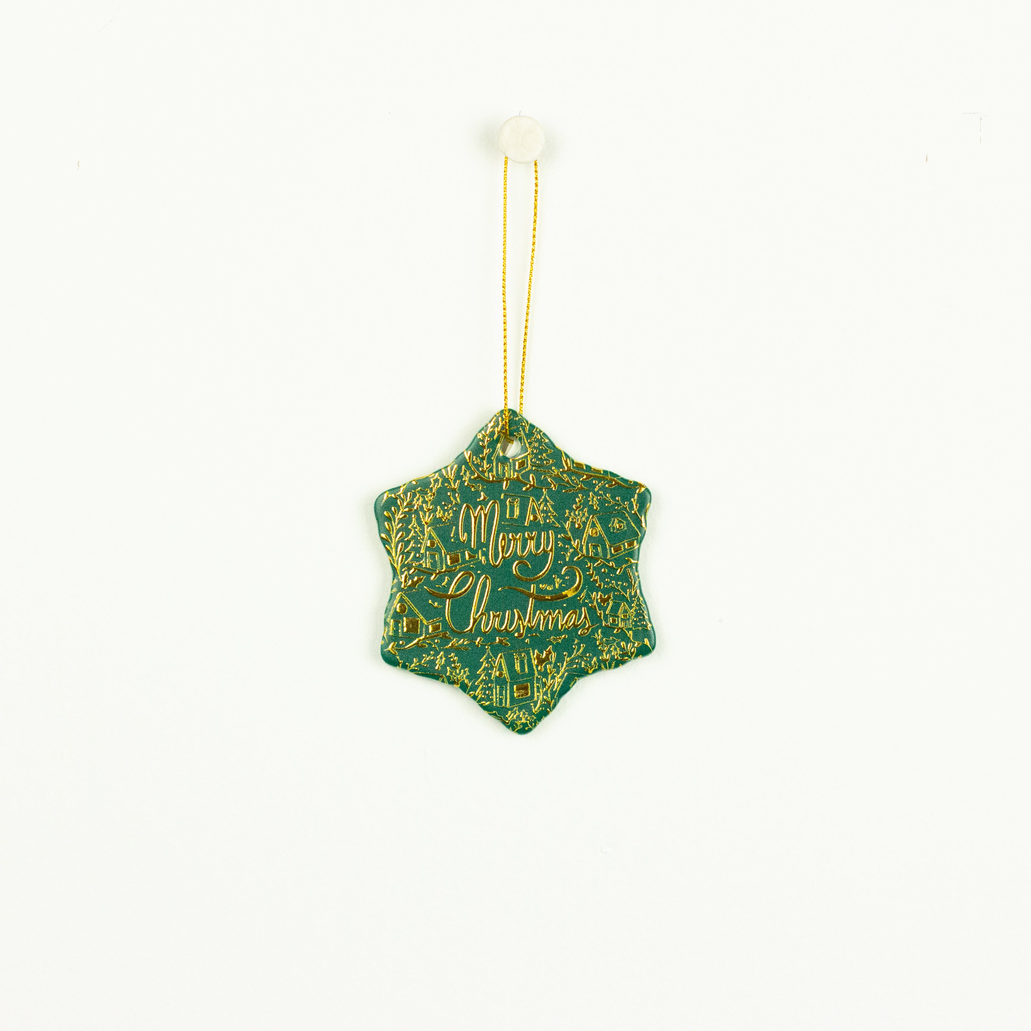 Green Star Merry Christmas Ornament