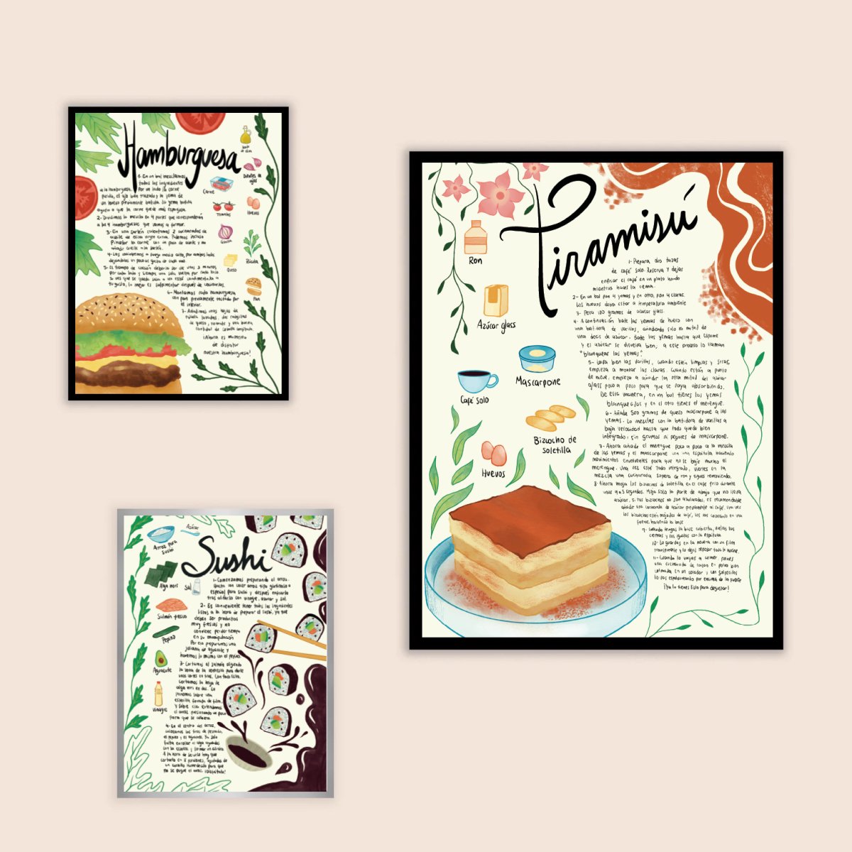 Hamburguesa Receta Art Print - DesignPlace