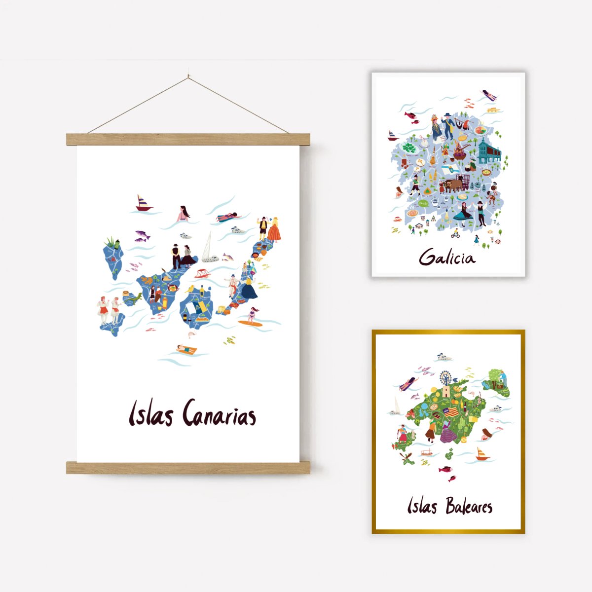 Islas Canarias Illustrated Map Art Print - DesignPlace