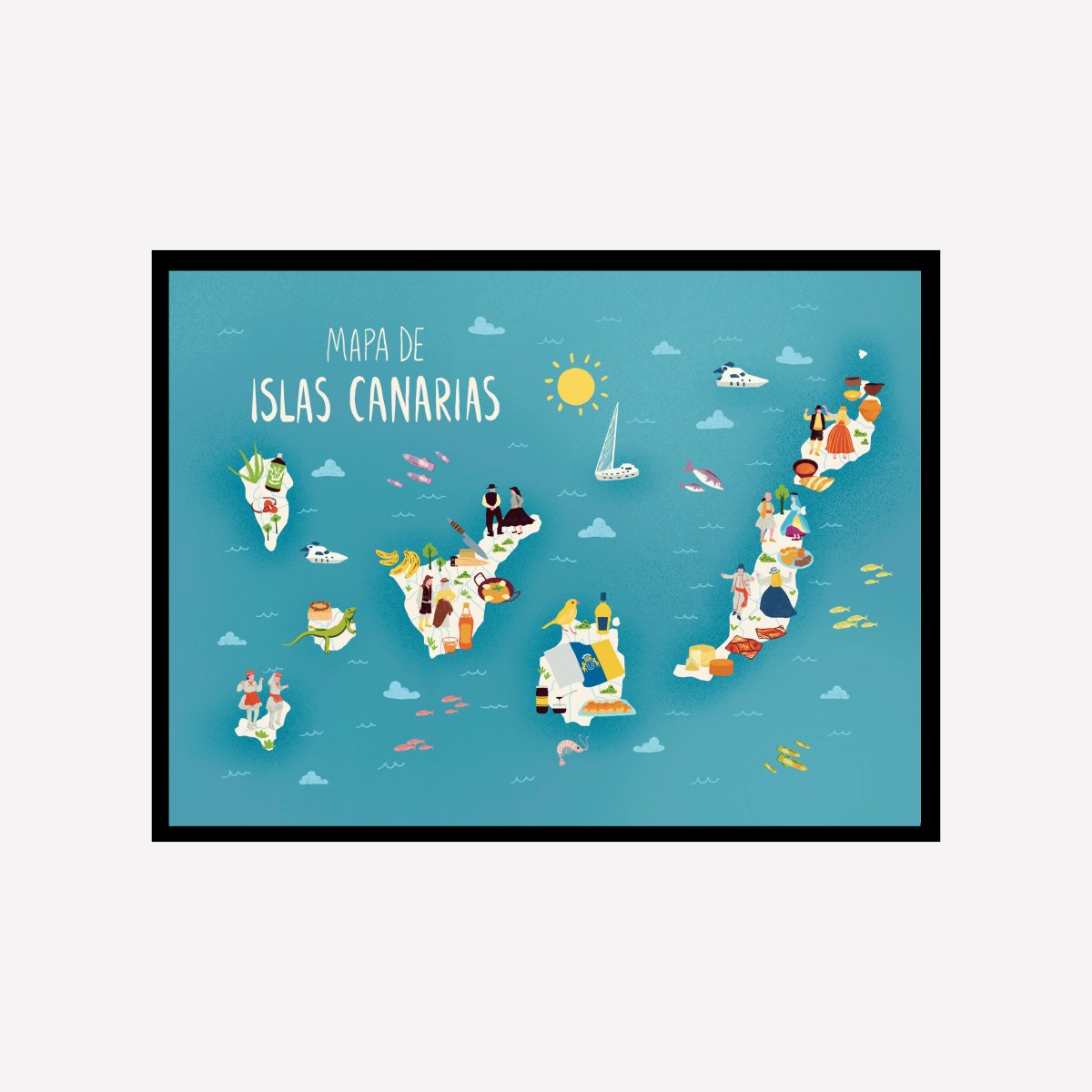 Islas Canarias Mapa Art Print - DesignPlace