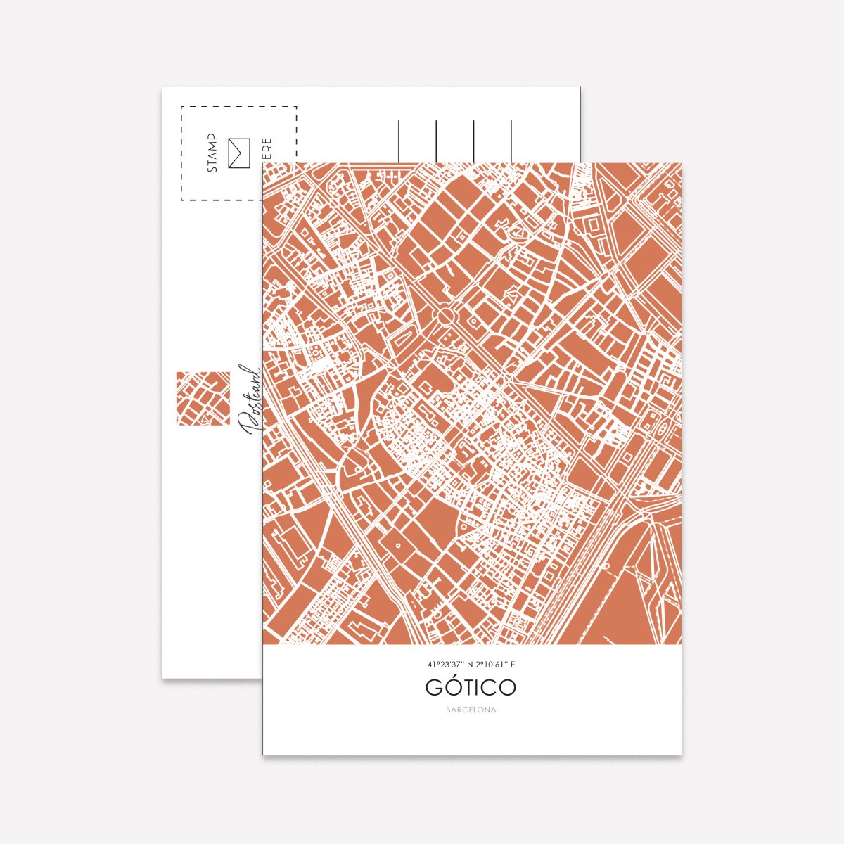 Line Art Maps Barrios Bcn Postcard Pack - DesignPlace