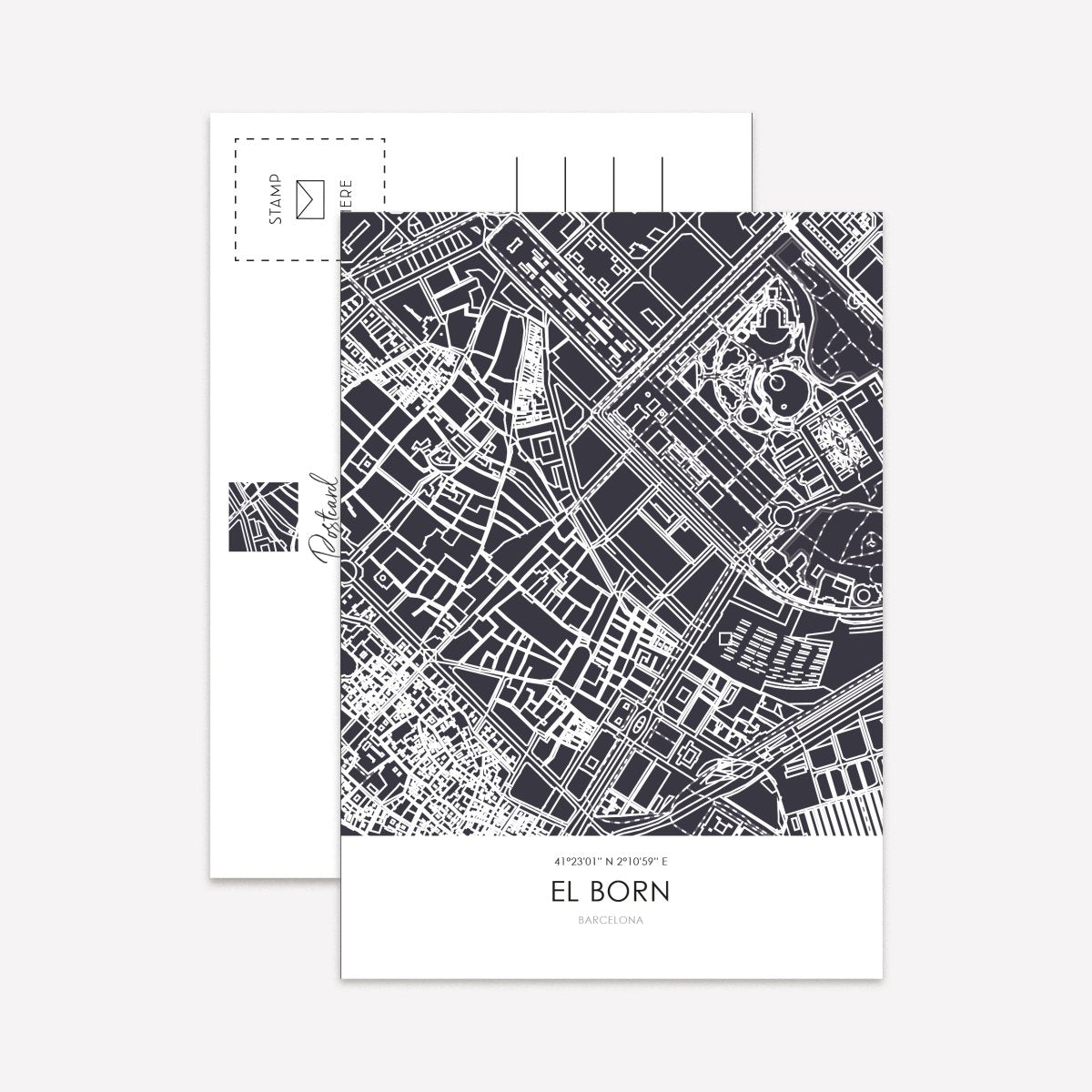 Line Art Maps Barrios Bcn Postcard Pack - DesignPlace