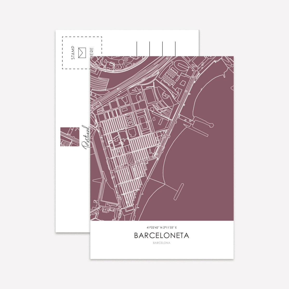 Line Art Maps Barrios Bcn Postcard Pack - DesignPlace