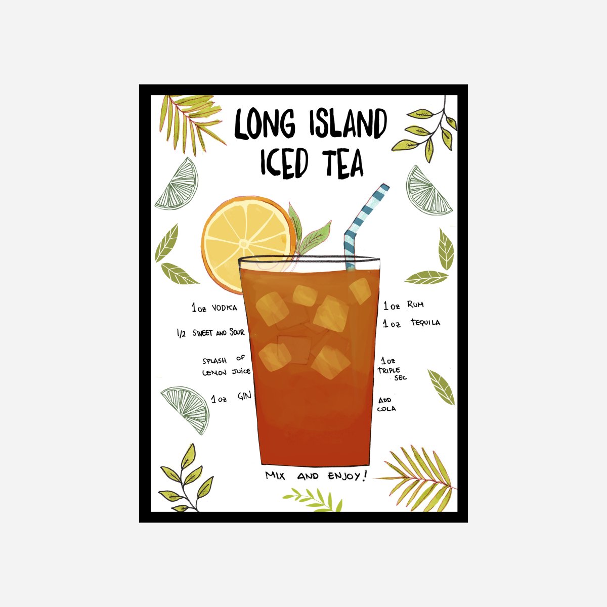 Long Island Iced Tea Recipe Art Print - DesignPlace