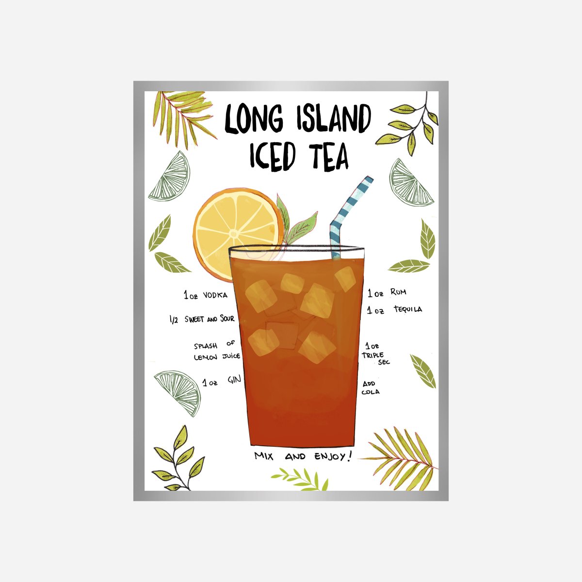 Long Island Iced Tea Recipe Art Print - DesignPlace