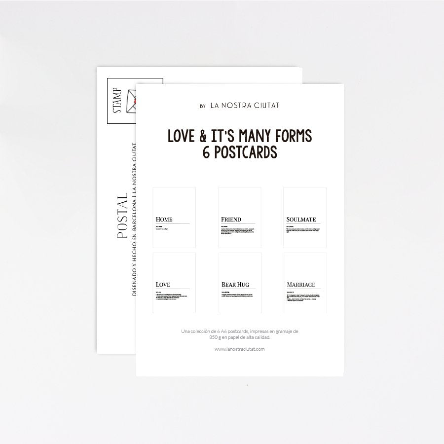 Love & its many forms Postcard Pack - DesignPlace