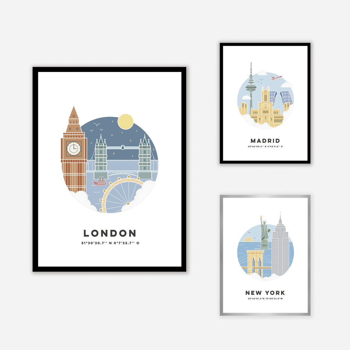 Madrid Cityscape Colour Art Print - DesignPlace