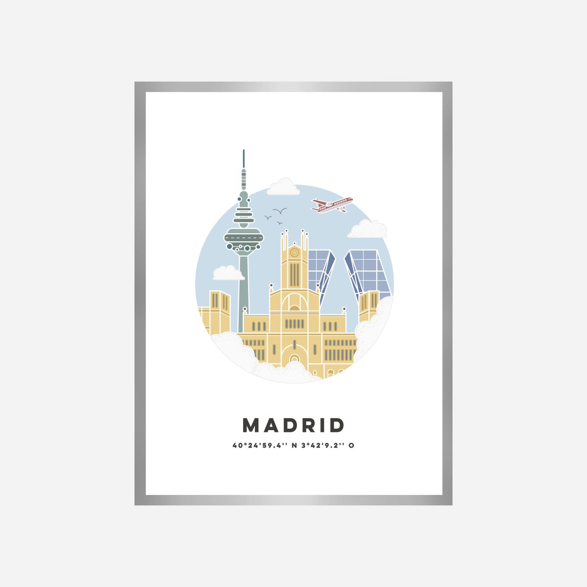 Madrid Cityscape Colour Art Print - DesignPlace