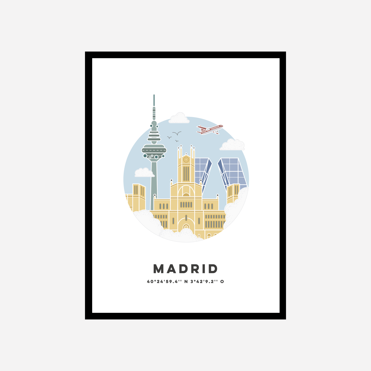 Madrid Cityscape Colour Art Print - DesignPlace