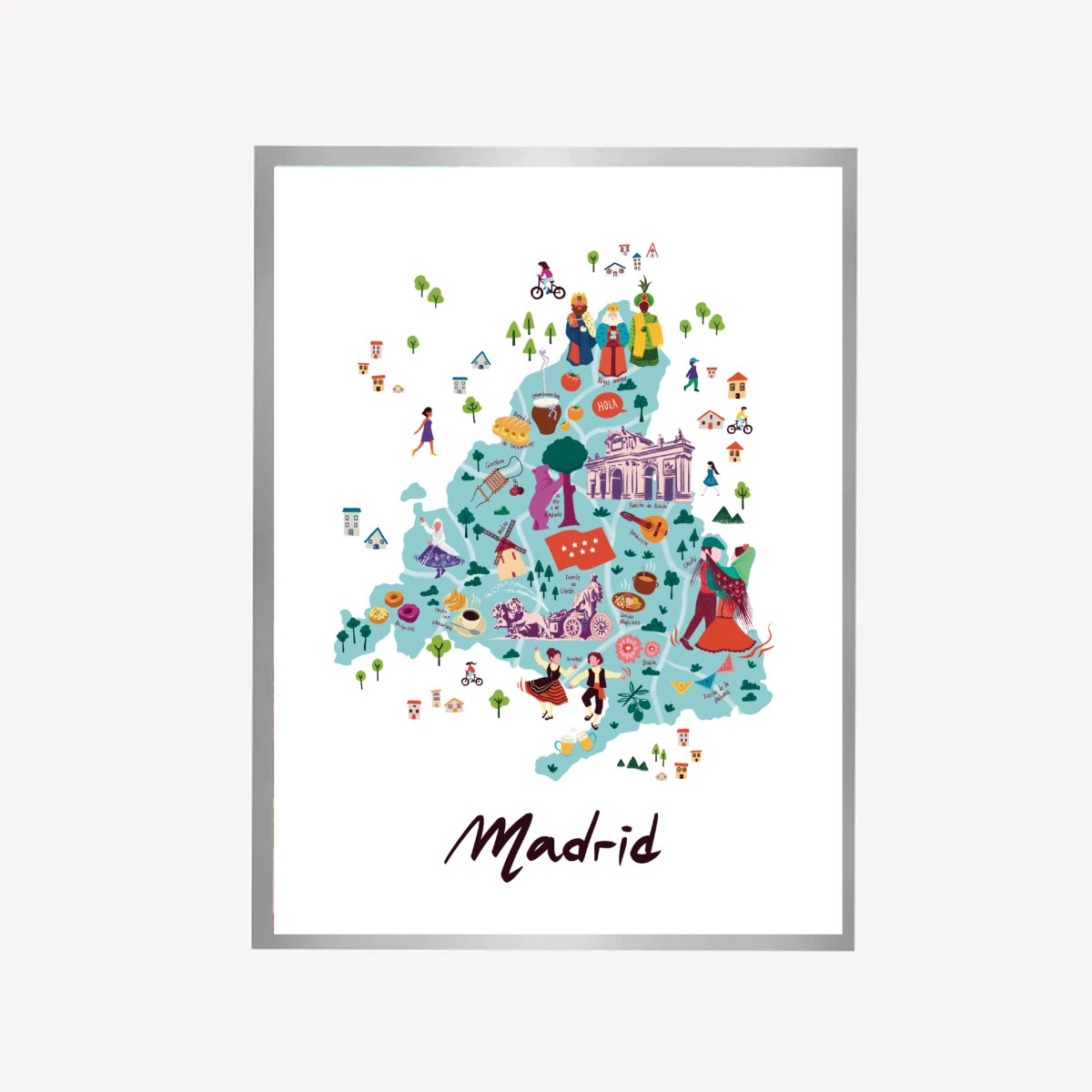 Madrid Illustrated Map Art Print - DesignPlace