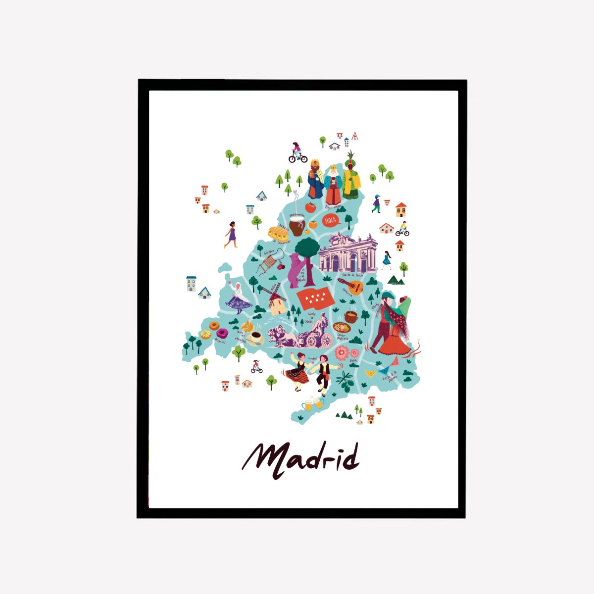 Madrid Illustrated Map Art Print - DesignPlace