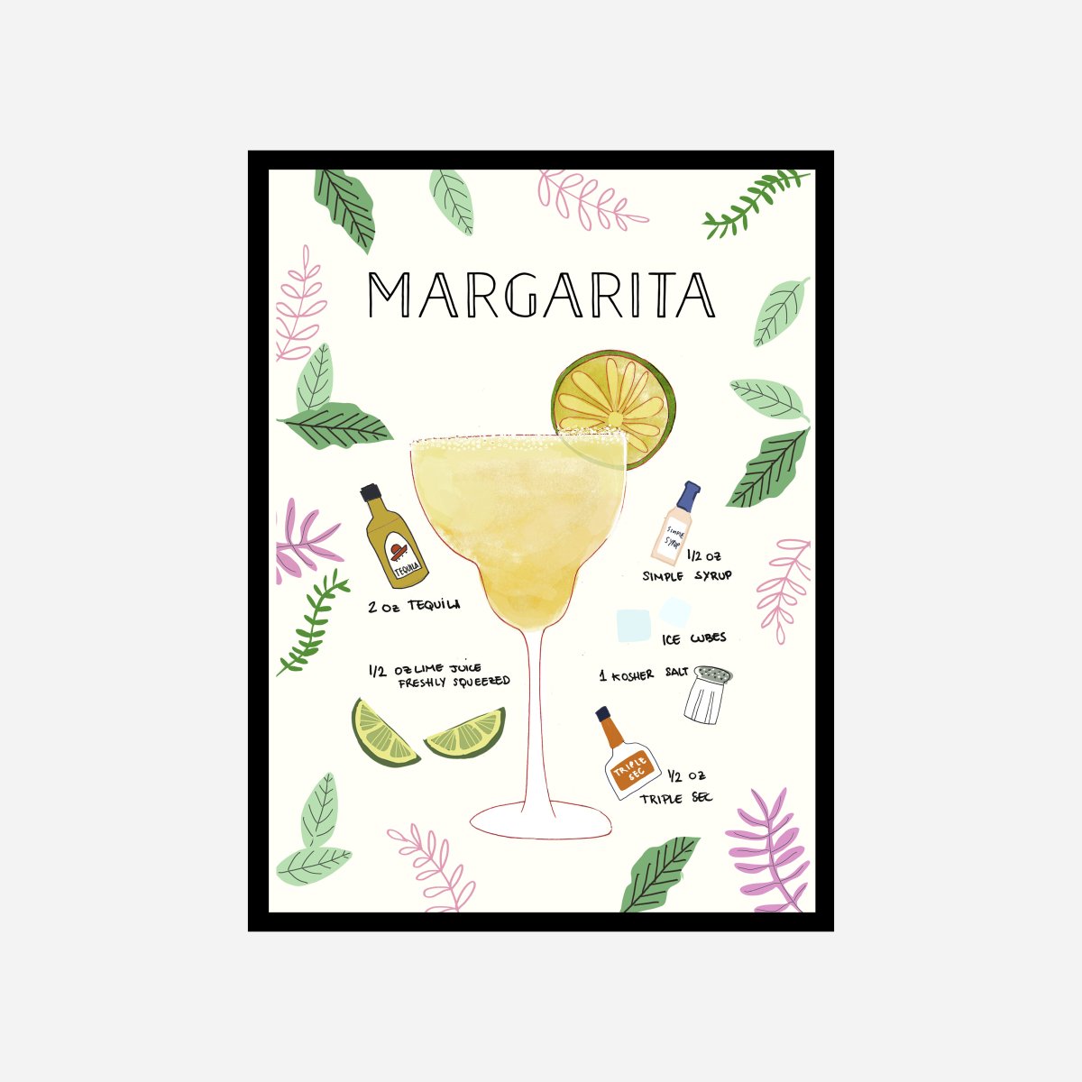 Margarita Recipe Art Print - DesignPlace