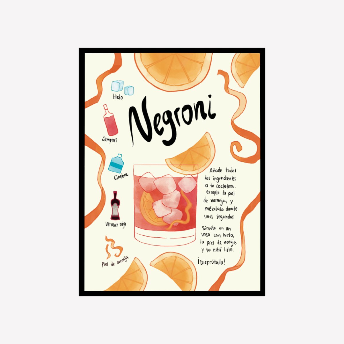 Negroni Receta Art Print - DesignPlace